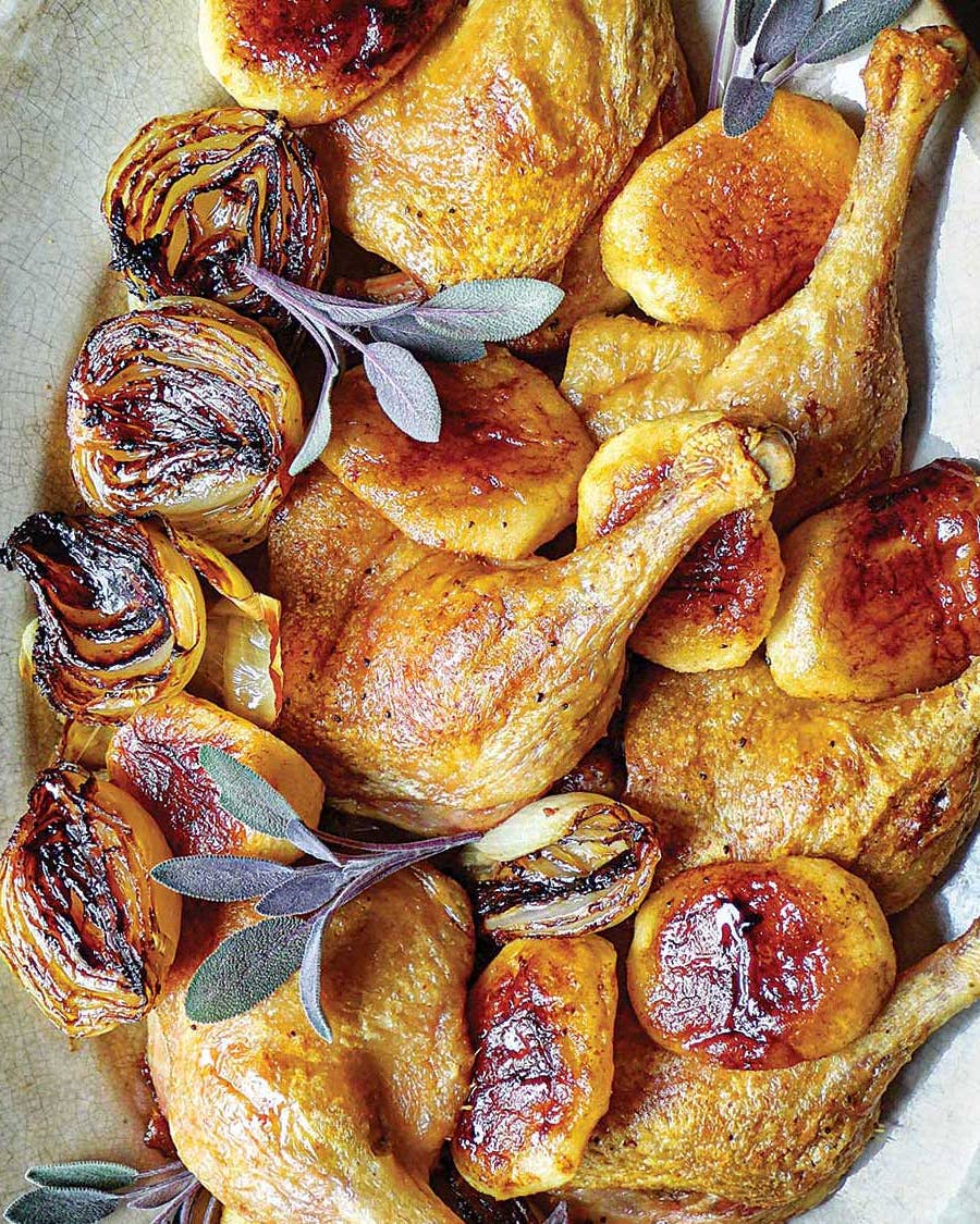 Roasted Duck with Apples and Onions