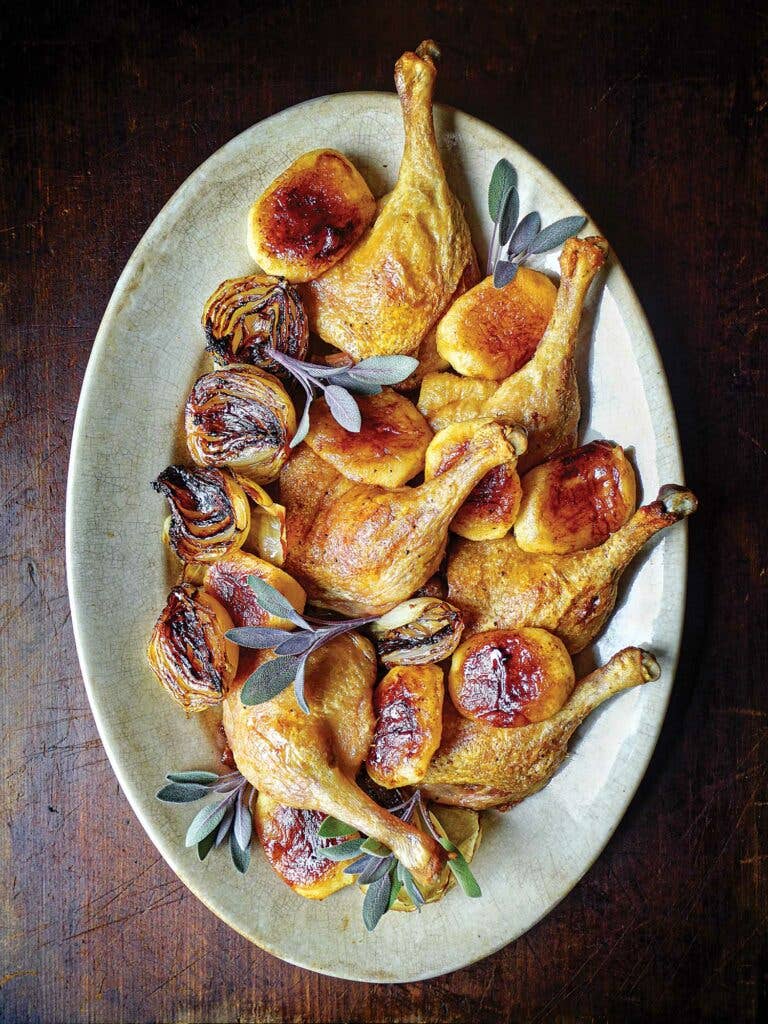 Roasted Duck with Apples and Onions