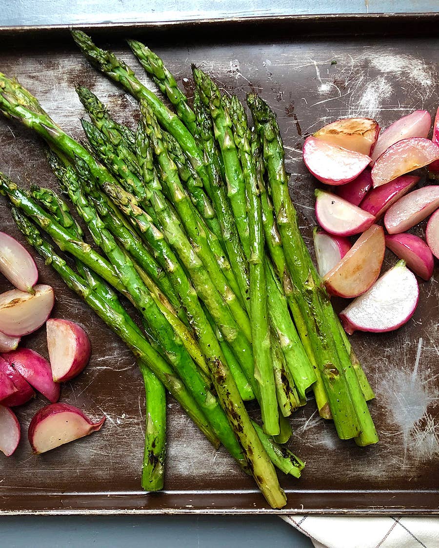 Roasted Asparagus with Tahini Ranch