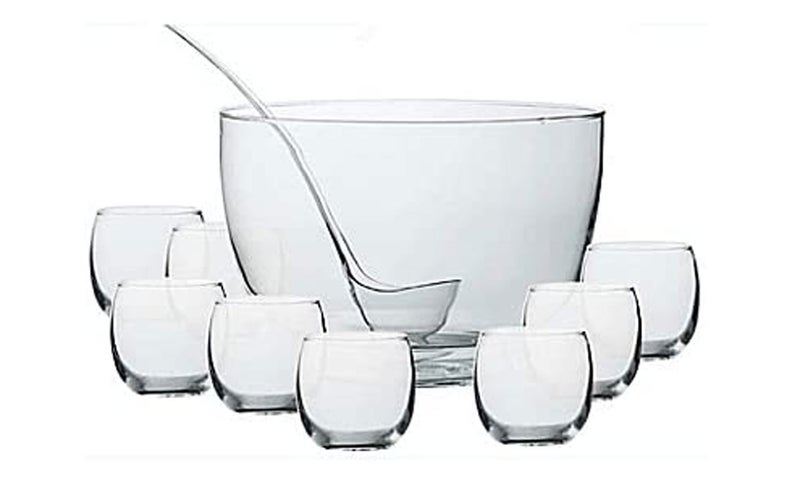 Intent 10-Piece Punch Bowl Set with Laddle, 10.5 Qt. Punch Bowl and 11 Oz. Glasses by Dailyware