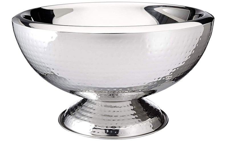 Elegance Hammered 3-Gallon Stainless Steel Doublewall Punch Bowl