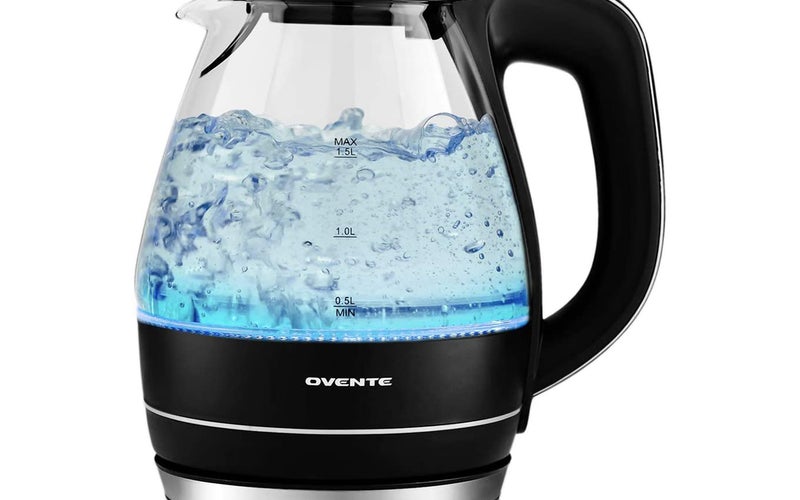 Ovente Electric Glass Kettle 1.5 Liter with Heat Tempered Borosilicate Glass