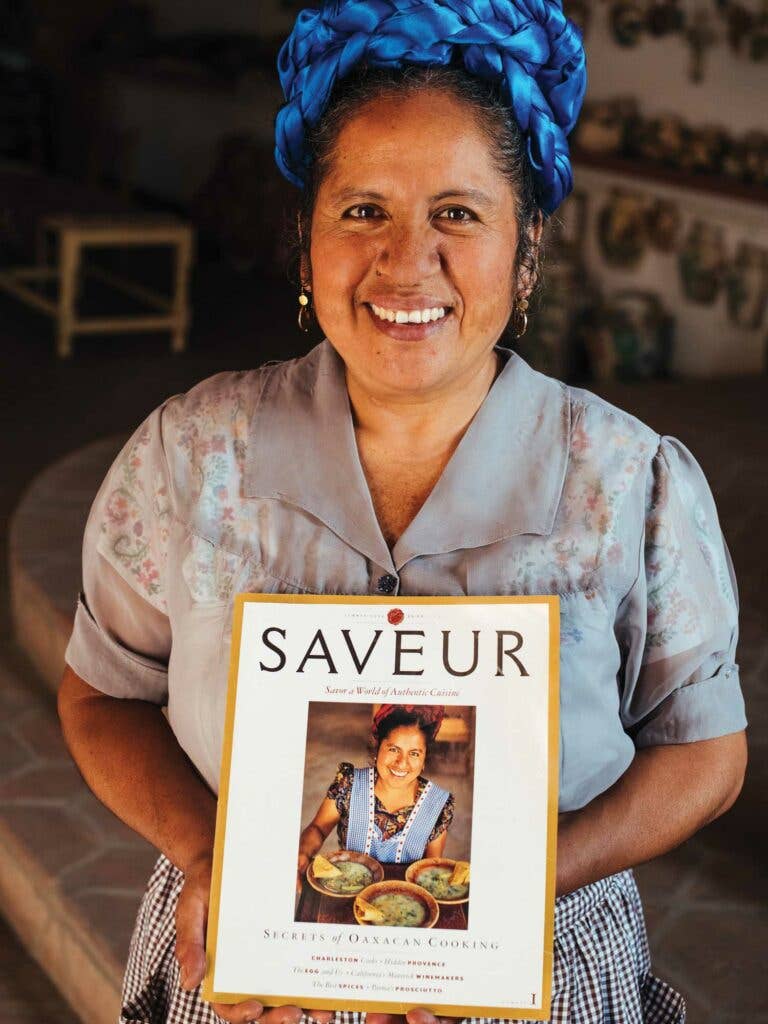 Rosario Mendoza, who graced Saveur’s debut cover, is still cooking with her sister’s at Restaurante Tlamanalli, in the town of Teotitlán del Valle.