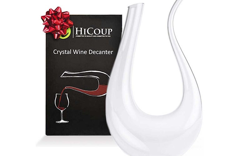 Wine Decanter by HiCoup – 100% Lead-Free Crystal Glass, Hand-Blown Red Wine Decanter/Carafe, Provides Intense Aerating in a Stunning U Shape Design