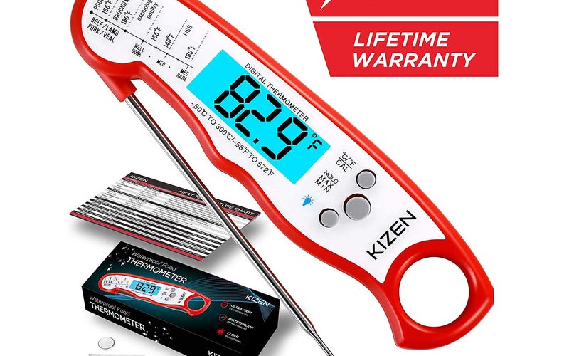 Kizen Instant Read Meat Thermometer - Best Waterproof Ultra Fast Thermometer with Backlight & Calibration