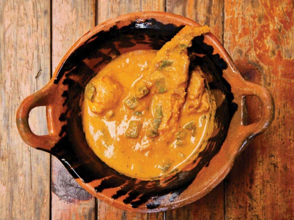 Yellow Mole with Fish and Cactus Paddles (Mich Mole)