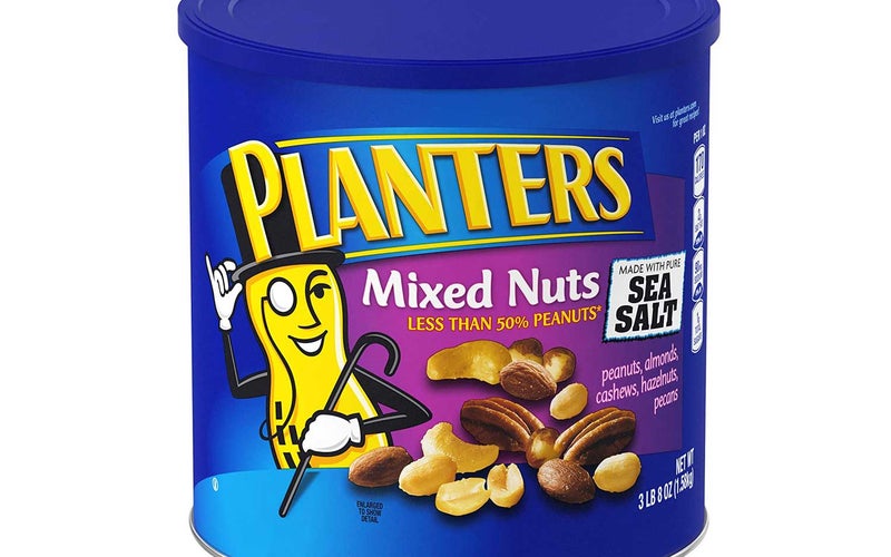 PLANTERS Mixed Nuts with Sea Salt, 56 oz. Resealable Canister - Roasted Nuts: Less Than 50% Peanuts, Almonds, Cashews, Pecans & Hazelnuts - Good Source of Protein, Fiber & Healthy Fats - Kosher