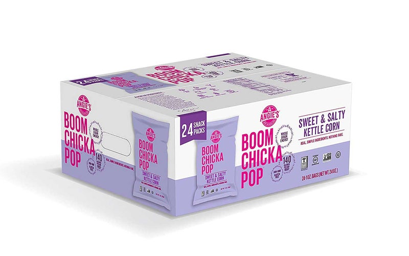 Angie's BOOMCHICKAPOP Gluten Free Sweet and Salty Kettle Corn, 1 Ounce Vegan Snack Pack Bags (Pack of 24)