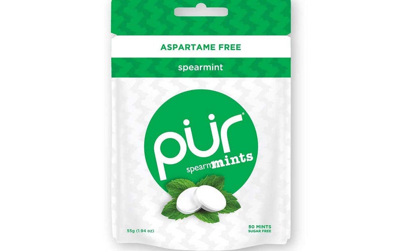 PUR 100% Xylitol Breath Mints, Spearmint, 50 Count (Pack of 1)- Sugar-Free + Aspartame Free, Vegan + non GMO