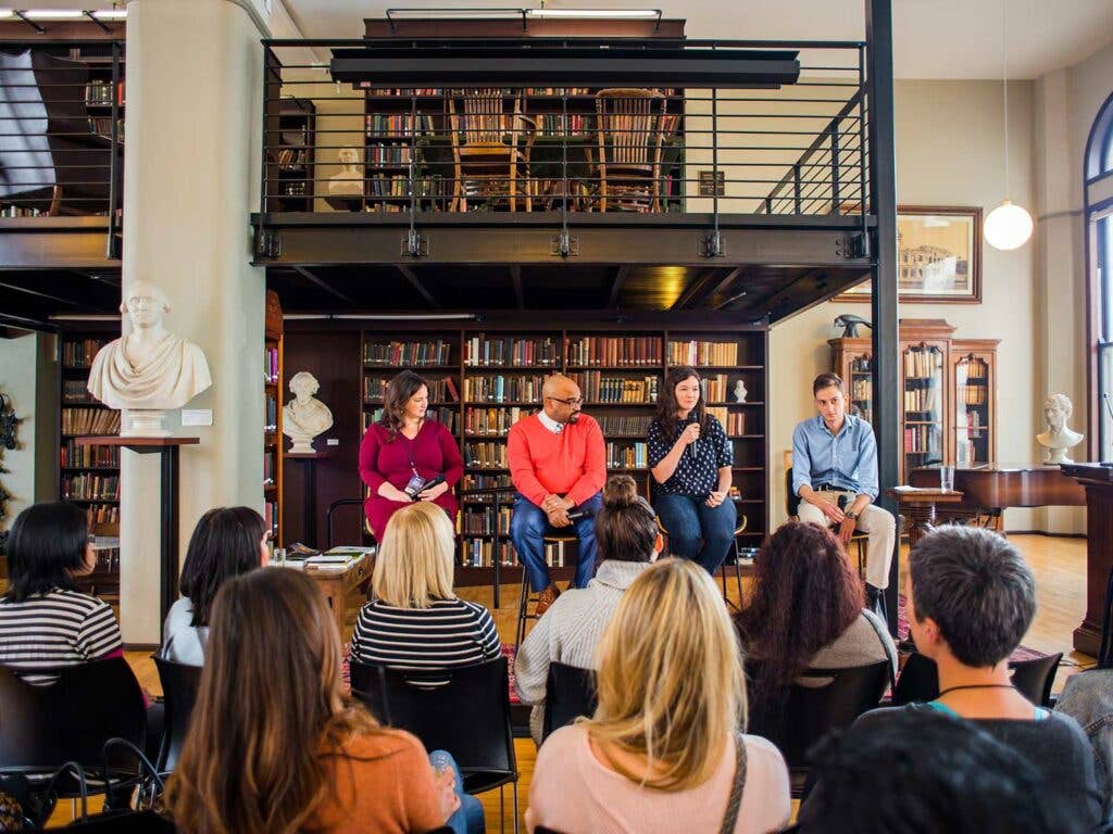 The Mercantile Library, housed in an 1835 Beaux-Arts building downtown, is home to more than 80,000 historic and modern works and has hosted such luminaries as Harriet Beecher Stowe and, more recently, Julia Child. This fall, it was the site of a SAVEUR panel discussion on how to expand your blog’s voice while staying true to yourself, with (from left) Deb Perelman of Smitten Kitchen, Curtis Midkiff from Kroger, and Kristin Miglore of Food52. SAVEUR editor Chris Cohen hosted the panel.