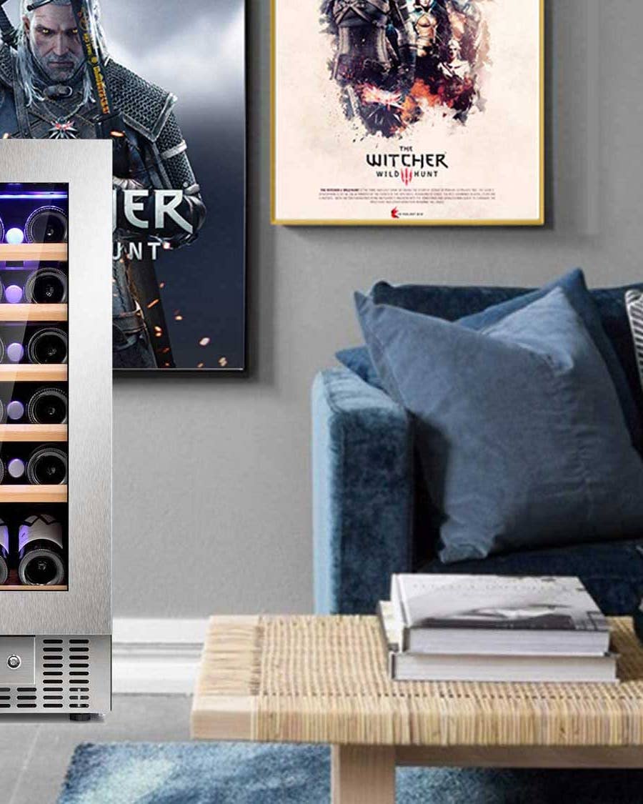 Wine cooler in a living room