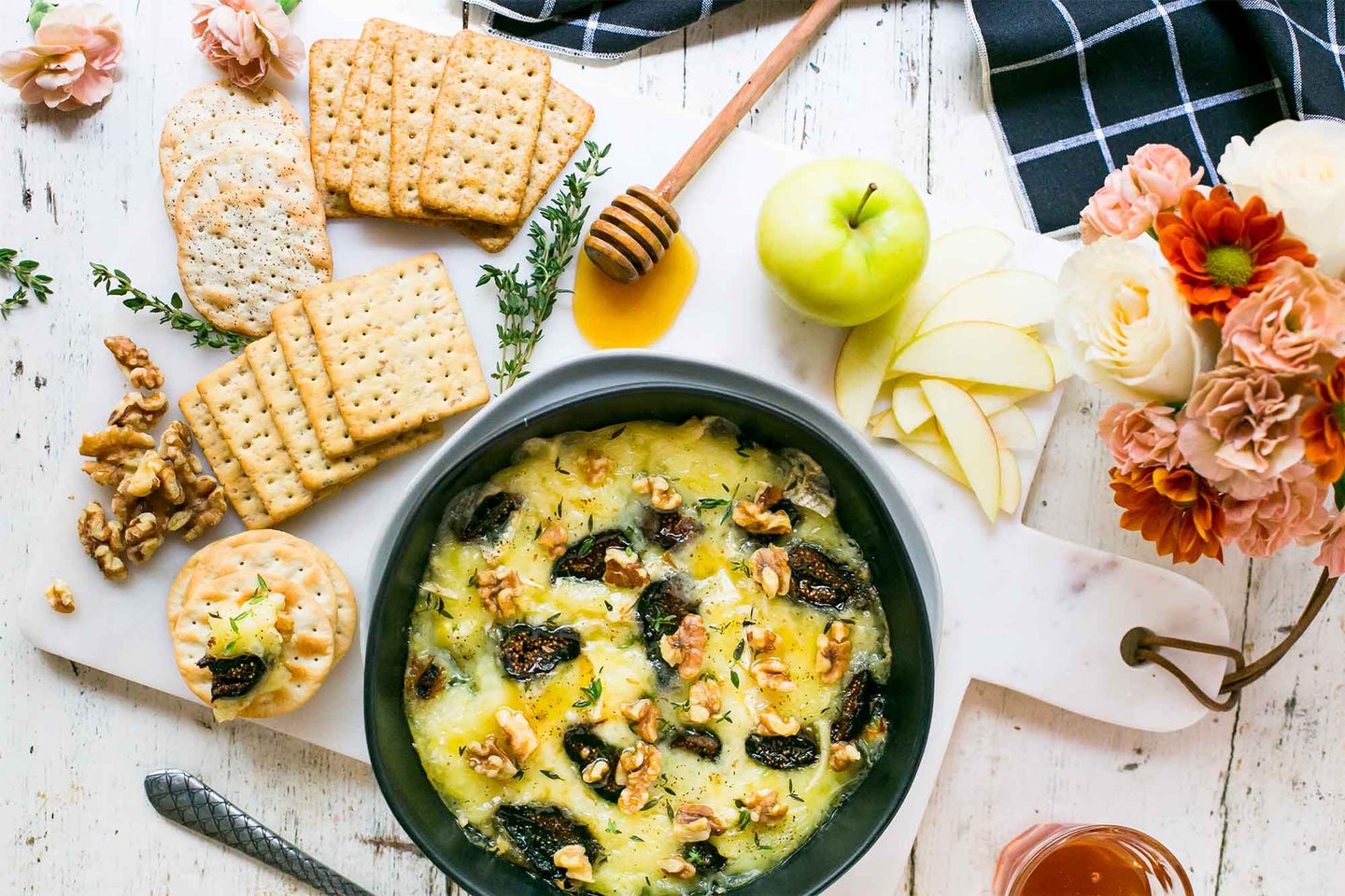 Beautiful spread of crackers and dip