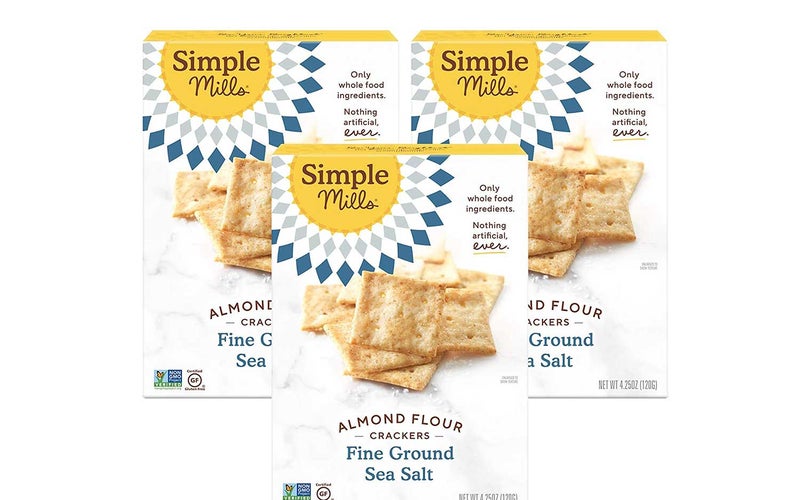 Simple Mills Almond Flour Crackers, Fine Ground Sea Salt, Gluten Free, Flax Seed, Sunflower Seeds, Corn Free, Good for Snacks, Made with whole foods, 3 Count (Packaging May Vary)