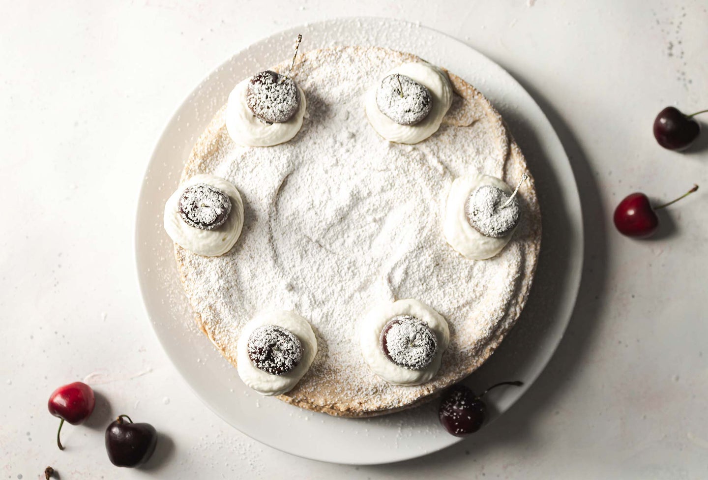 Powered sugar on a cake