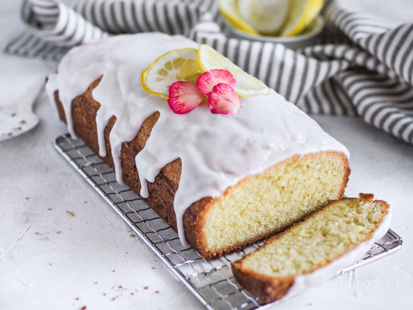 Pound cake with white glaze