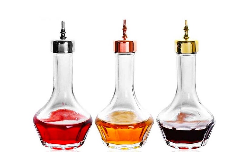 Bitters Bottle - Lead free Glass with Stainless Steel Dasher Top 50ml Professional Bar Tool for Making Craft Cocktails and the Perfect Whiskey DSBT0001 (3pcs)