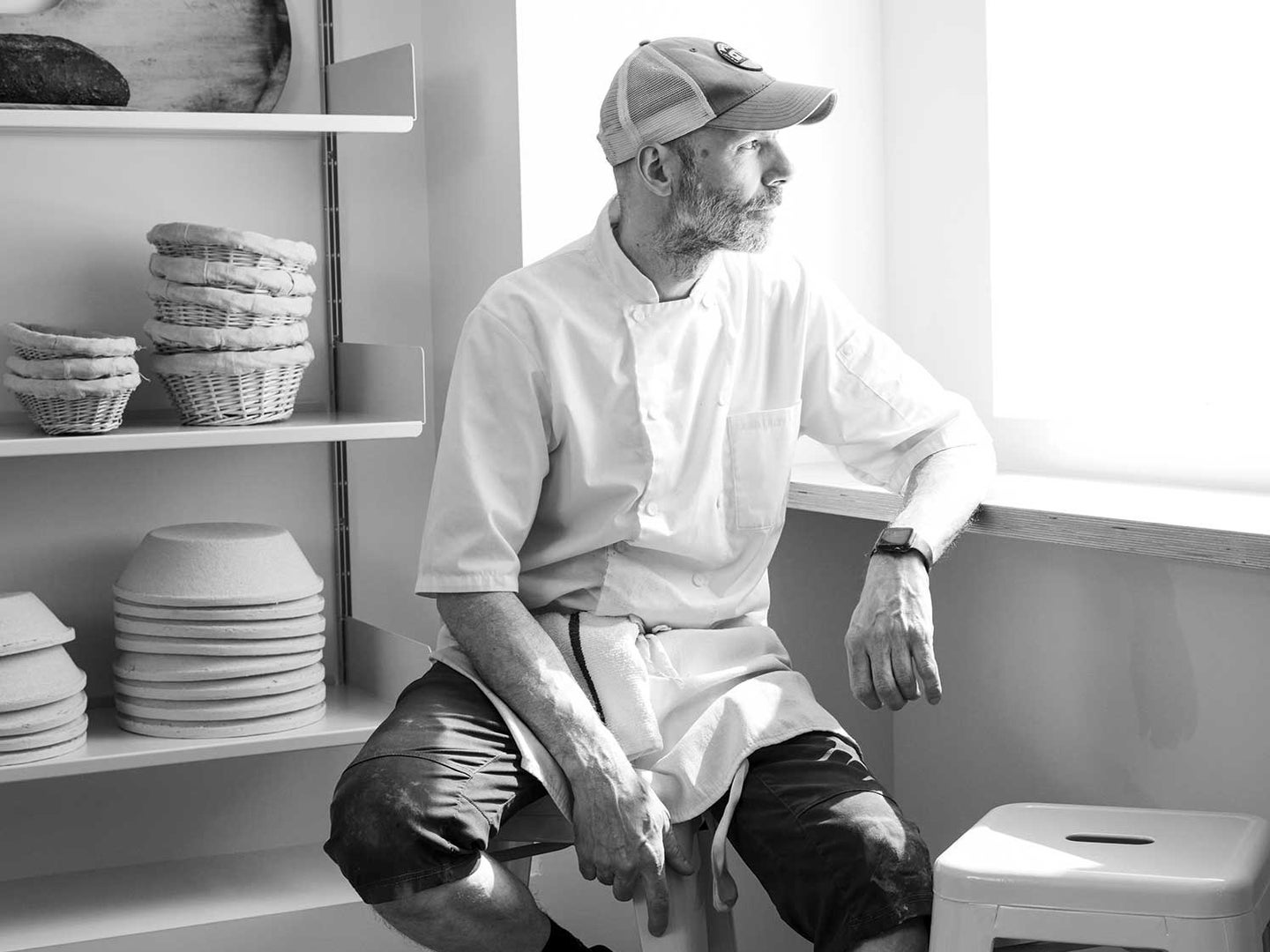 The bakery’s owner, Norman Jean Roy, in a rare moment of repose.