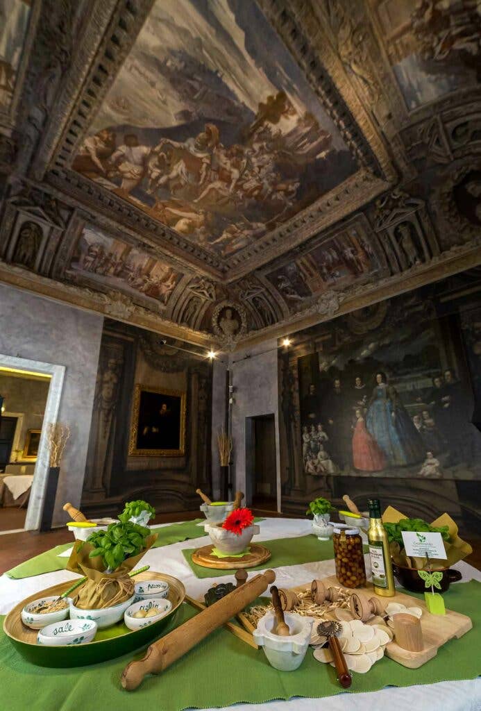 Learn how to make authentic pesto in an ornate palace.