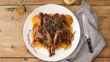 Orange- and Herb-Roasted Spatchcock Chicken
