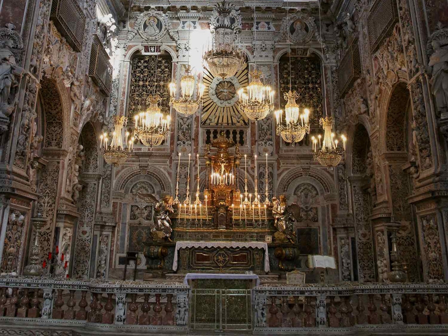A view of the ornate church at the Santa Caterina monastery in Palermo.