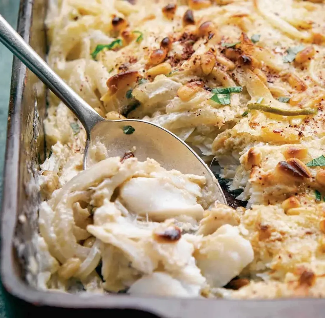 Baked Fish in Tahini Sauce (Siniyet samak bil tahineh)