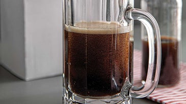 Great Fermentations (greatfermentations. com) carries everything you need to make and package your root beer. You’ll need a manual bottle capper ($18.99), clear glass bottles ($20.99 for a case of 24), crown caps ($4.99 for 144 caps), and, if you’d like, a few cardboard 6-pack carriers ($.99 each). The shop also sells Neato Beer Labels ($13.99 for a pack of 40), which in- cludes free access to digital templates you can use to customize your bottles.