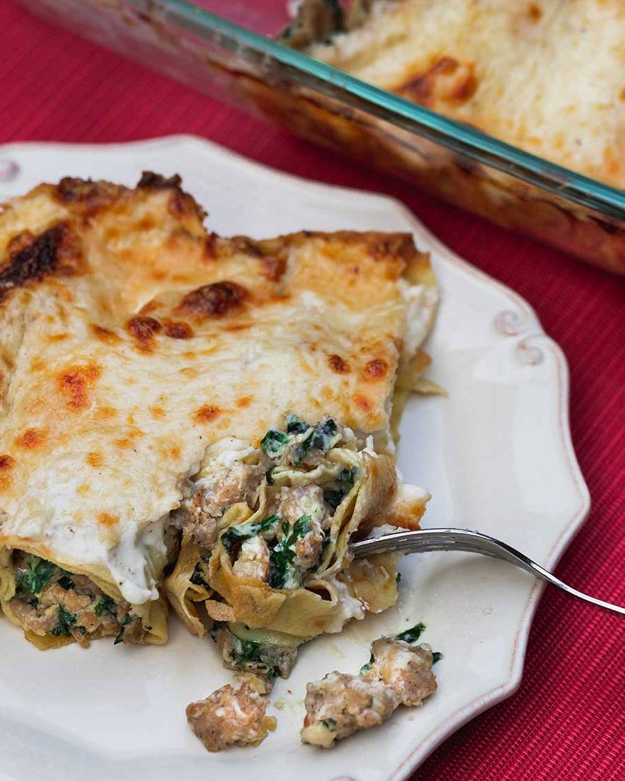 Crespelle with Sausage and Swiss Chard