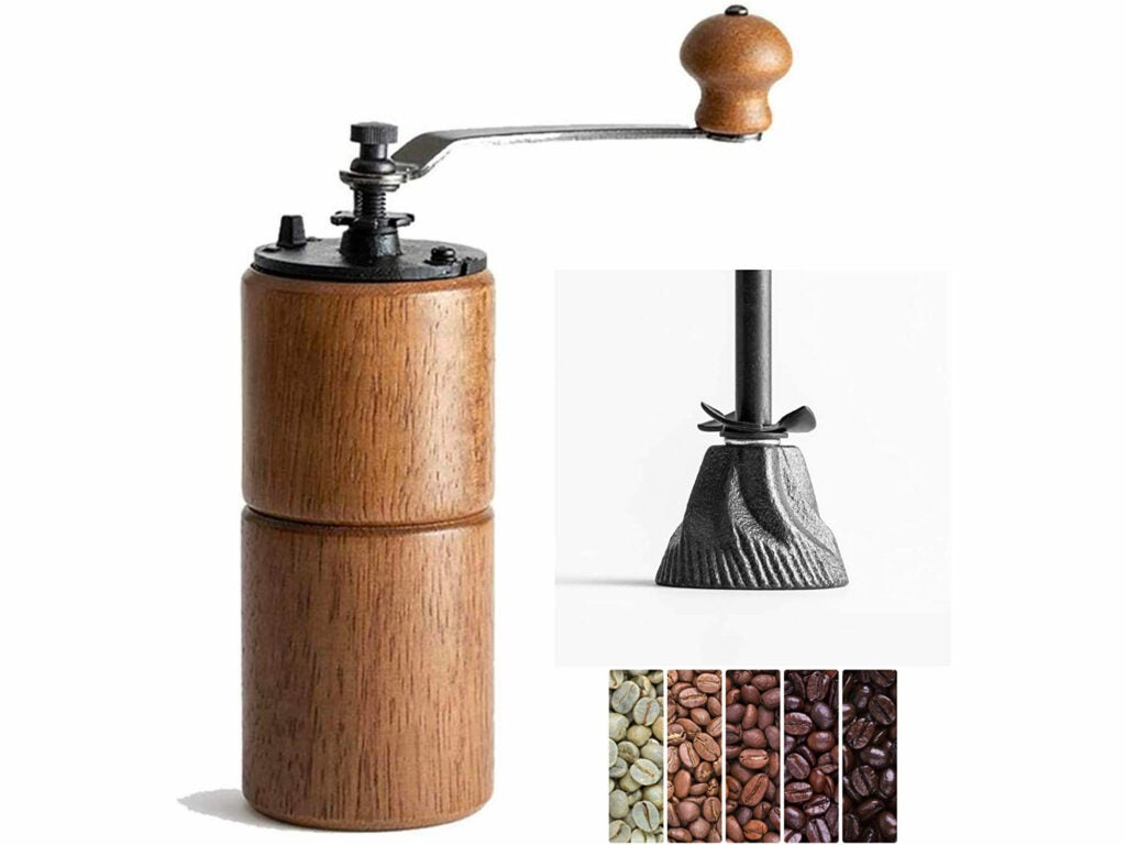 Vintage Manual Coffee Grinder Wooden Stainless Steel Portable Hand