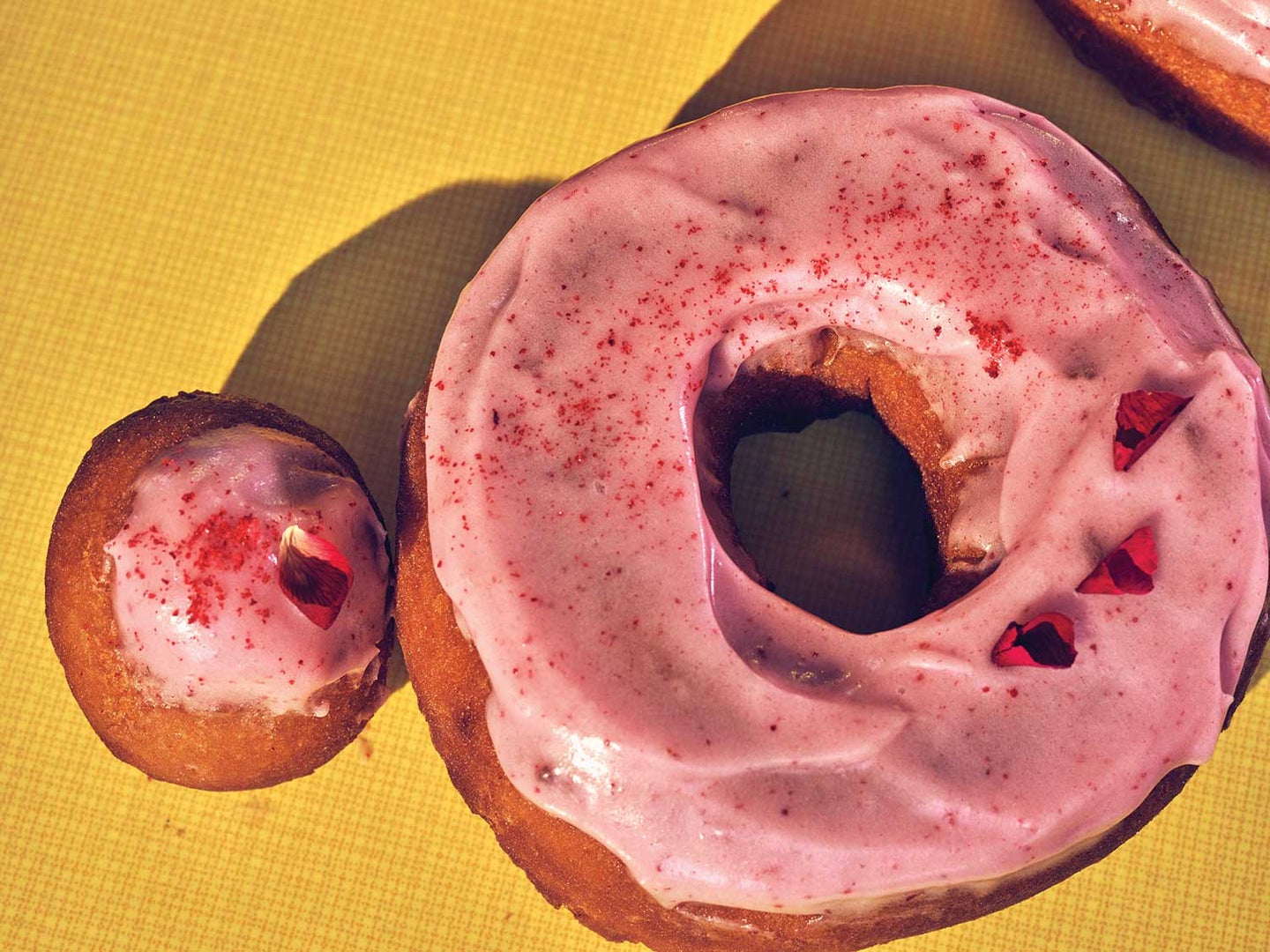 Cardamom-Rose Cake Donuts