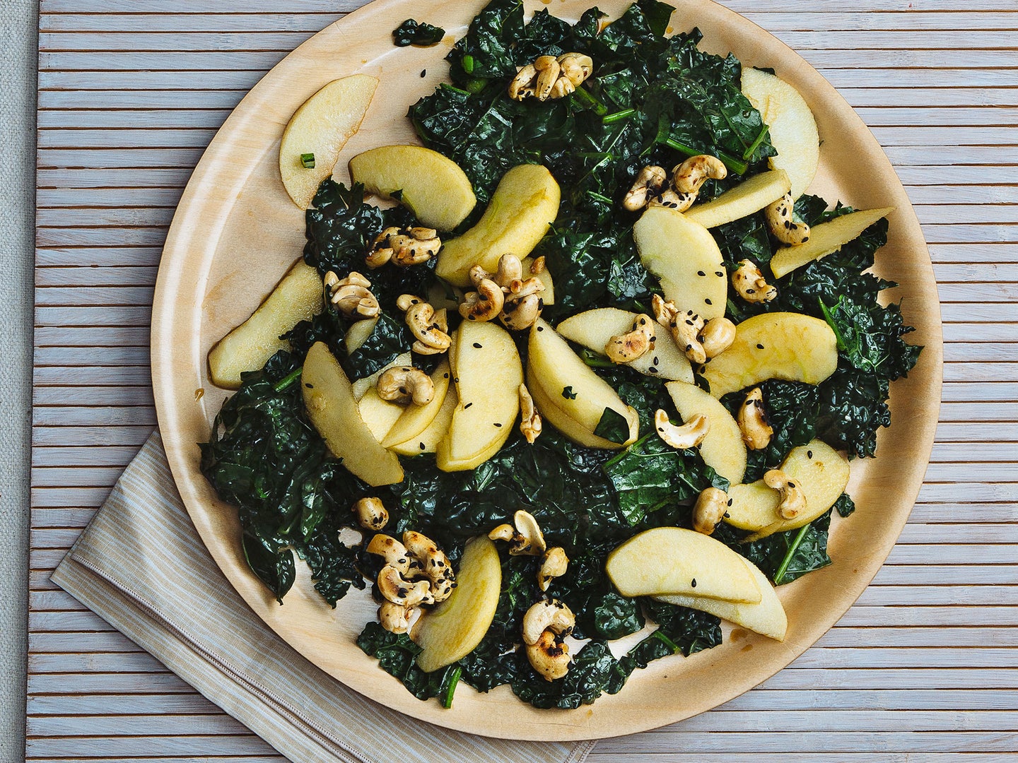 Apple and Kale Salad with Black-Sesame–Maple Cashews