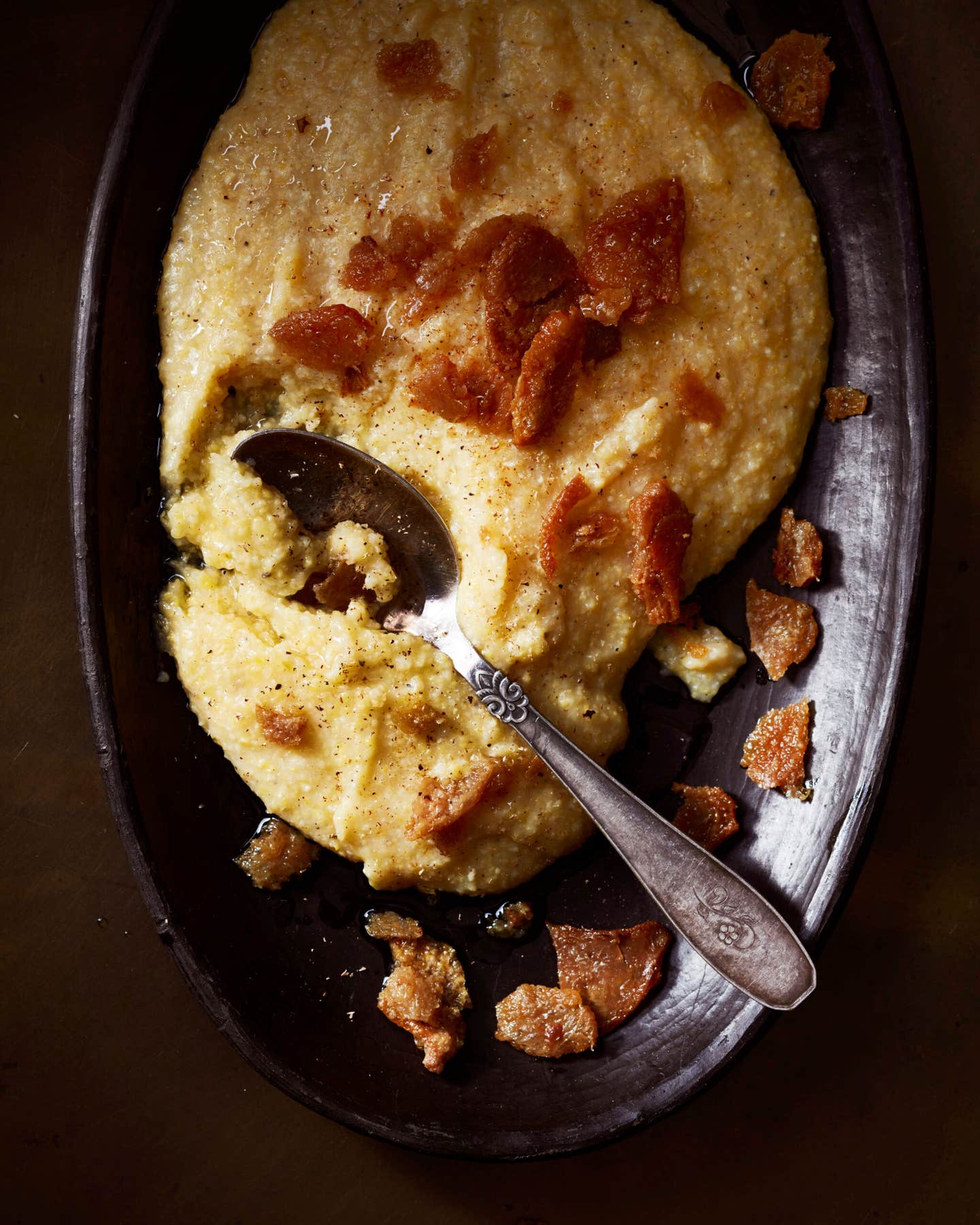Gascon Duck-Fat Polenta with Duck-Skin Fritons