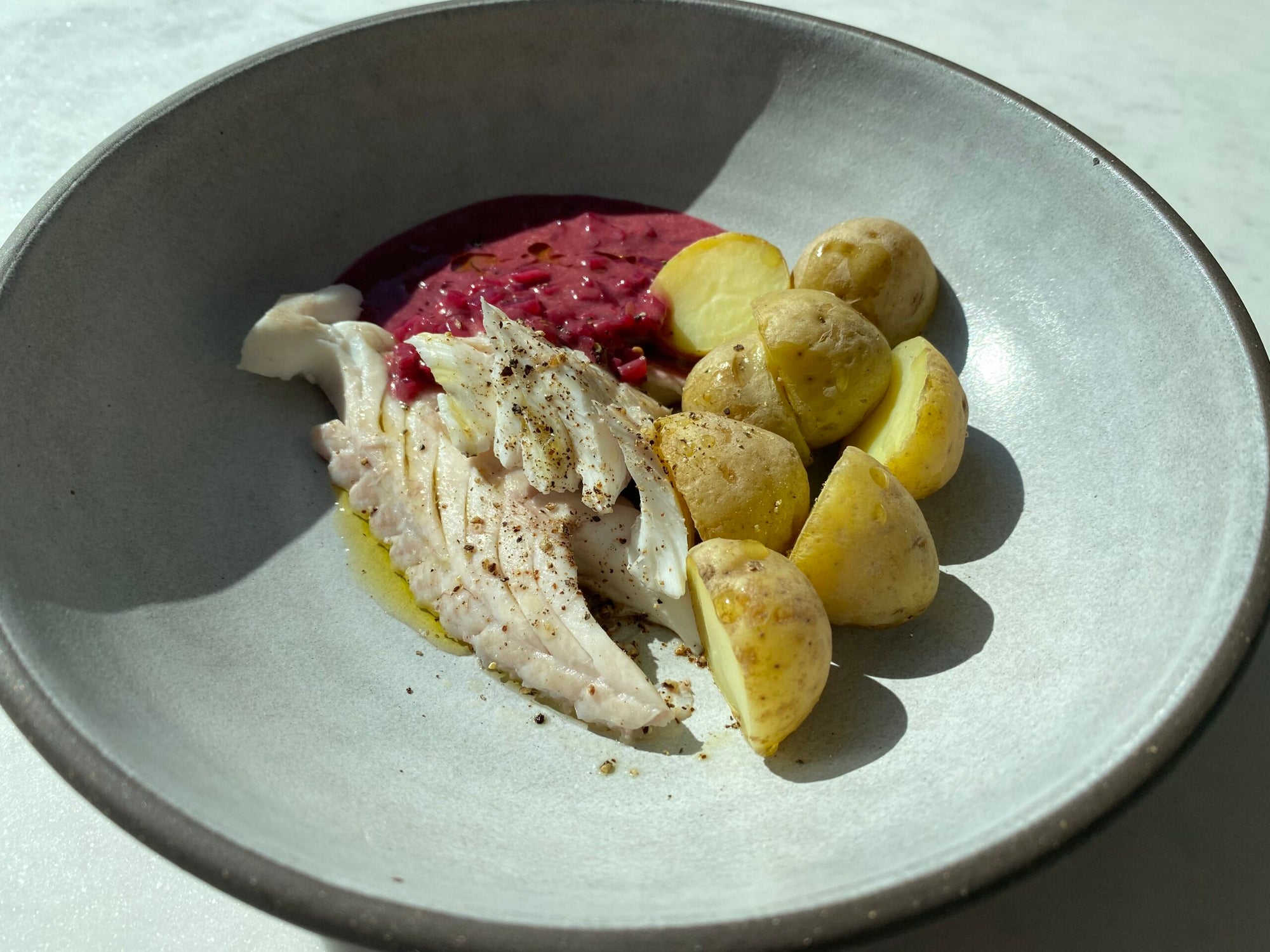 SaltBaked Fish with Hibiscus Beurre Blanc Saveur