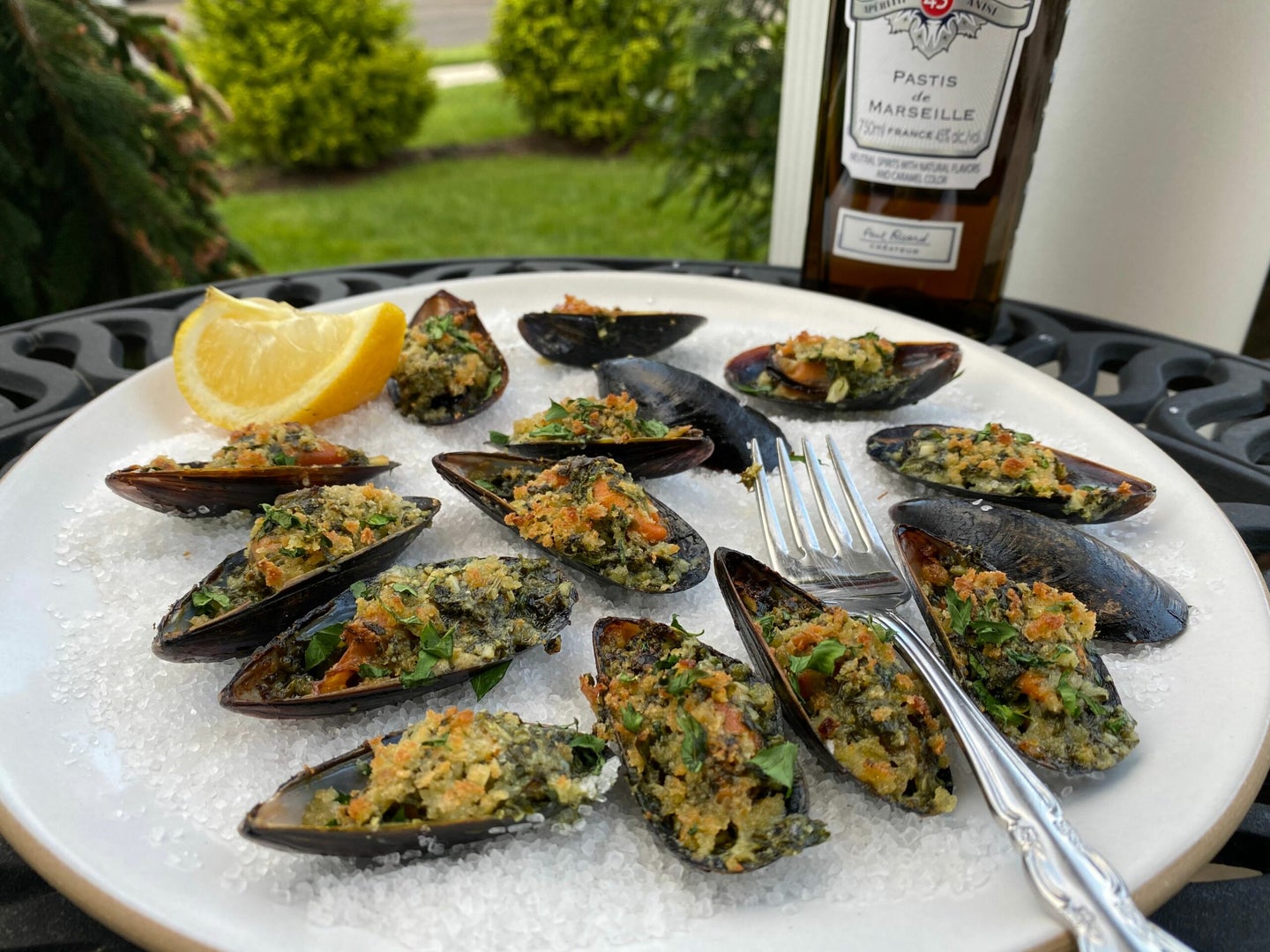 Mussels Rockefeller with Pastis Butter