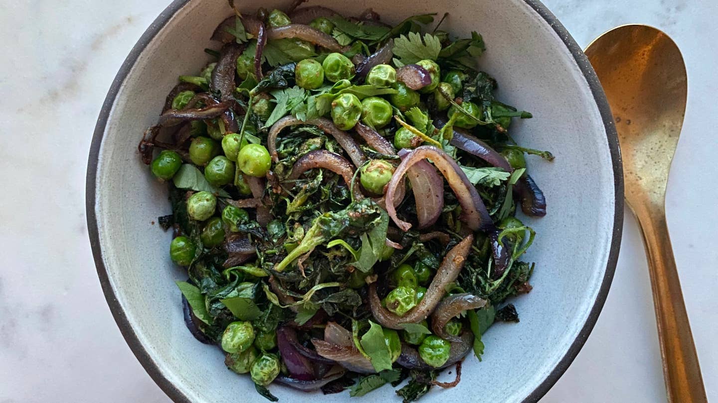 Bhaji Dana (Parsi-Style Fenugreek Leaves with Peas) Bhaji Dana (Parsi-Style Fenugreek Leaves with Peas)