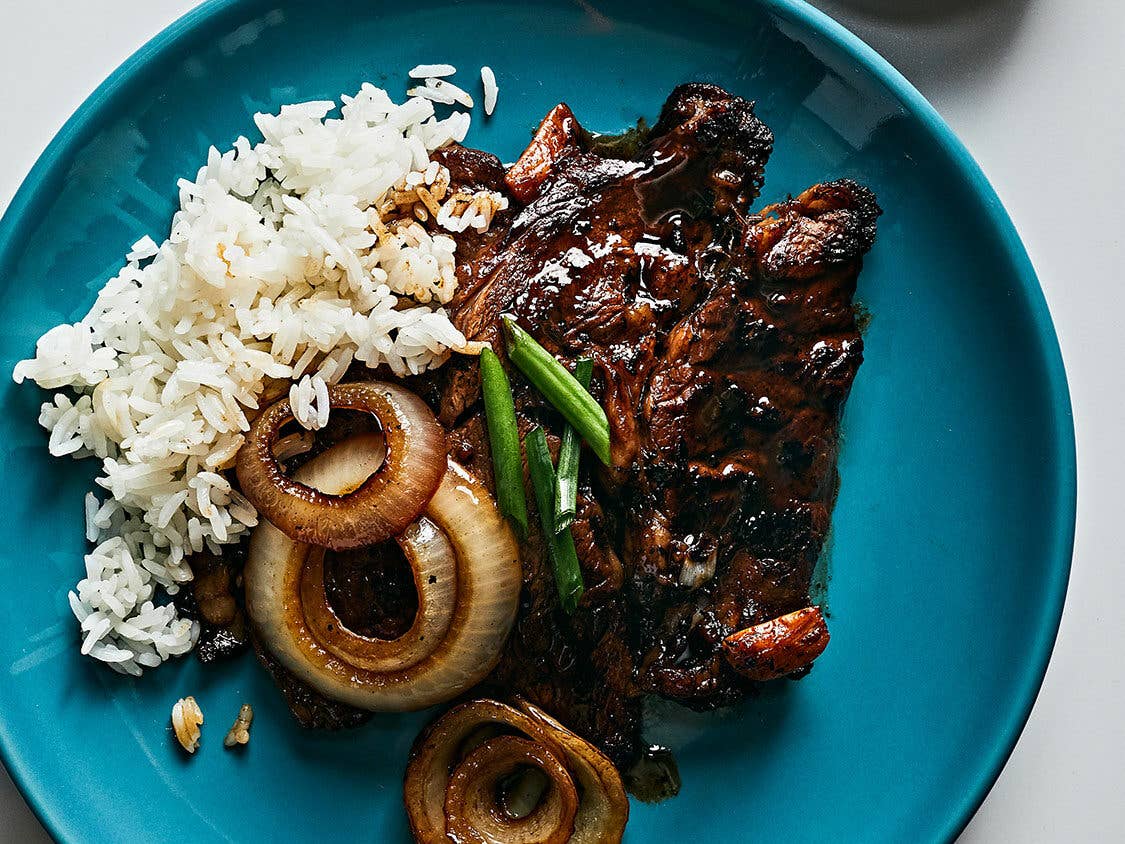 Quick Filipino-Style Rib-Eye Steaks (Bistek Taglog)