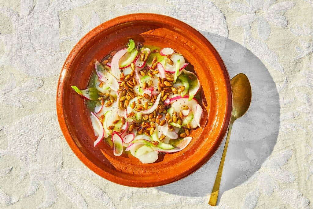 Mezcal Aguachile Recipe on Orange Dish