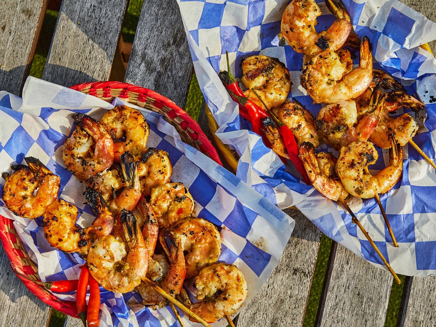 Shrimp Satay Recipe on Red Baskets