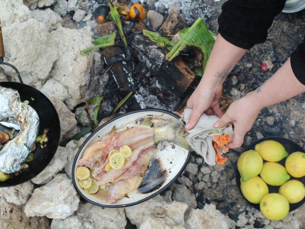 Grilling Oily Fish in Wide Tray