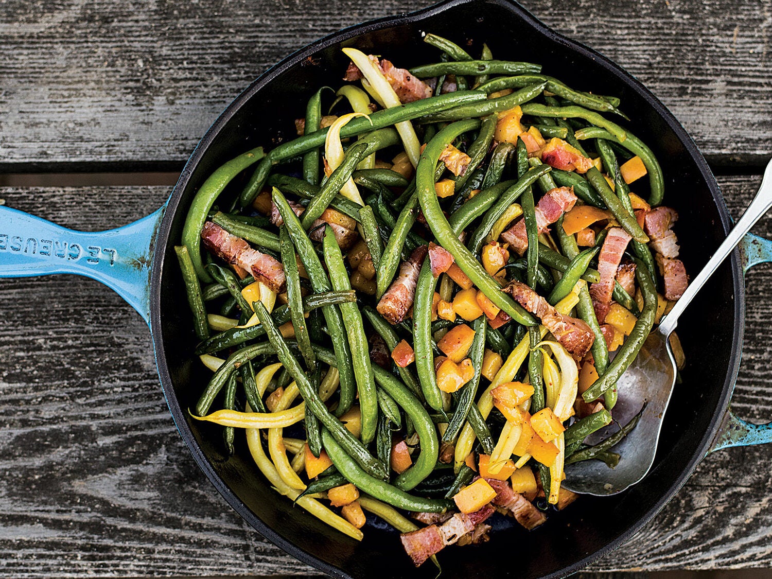 Green Beans with Peaches and Bacon