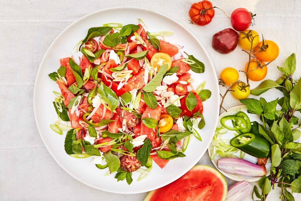 Watermelon, Feta, and Jalapeño Salad