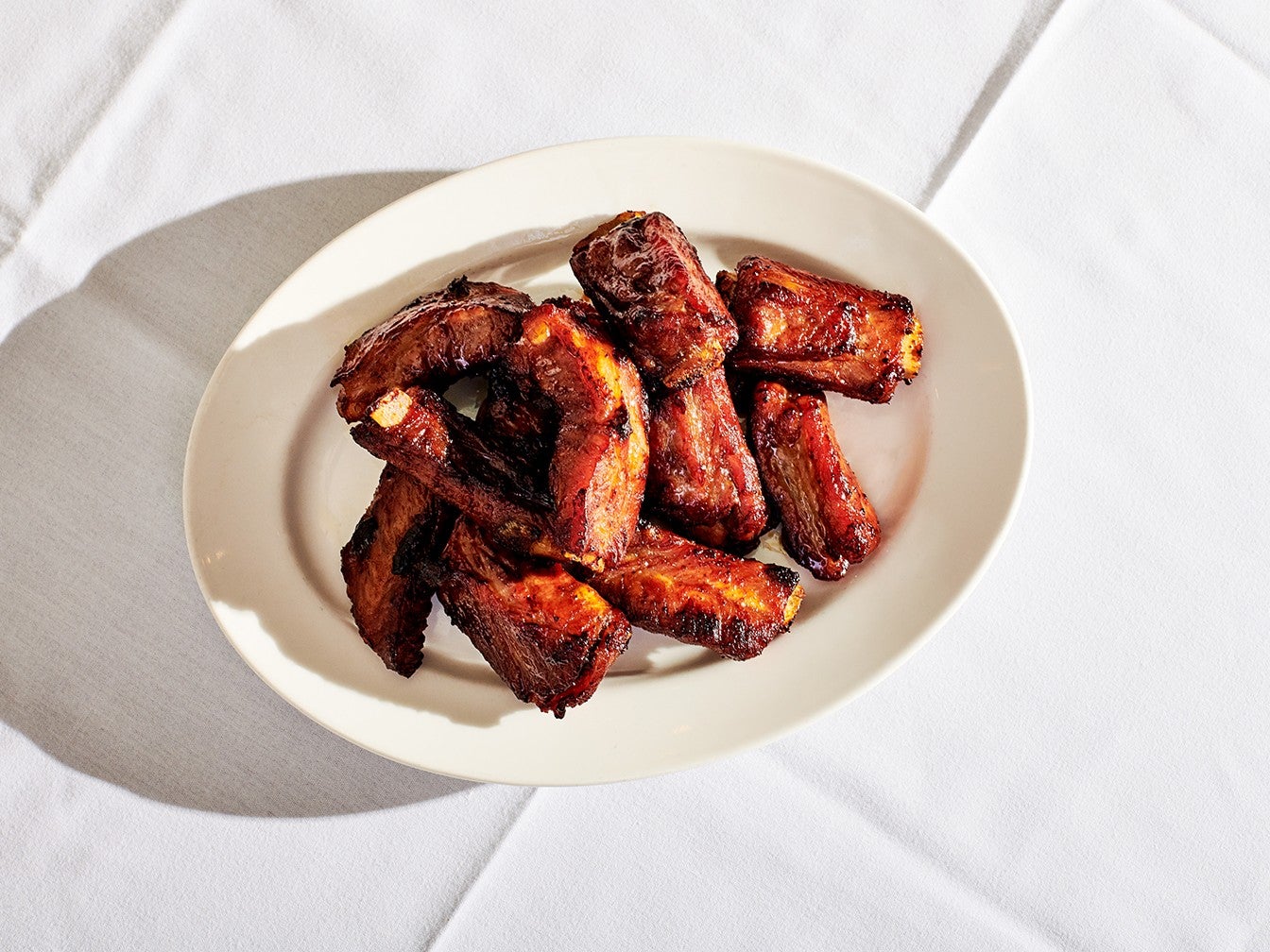 Spare Ribs on White Plate