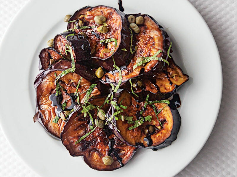 Pan-Fried Eggplant with Balsamic, Basil, and Capers