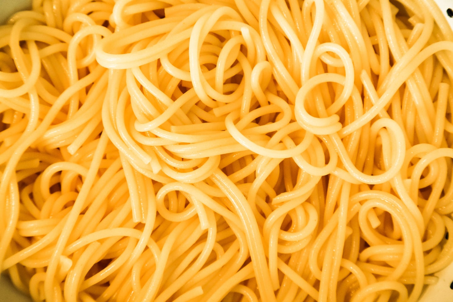 Freshly cooked pasta.