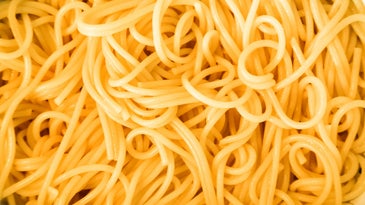 Freshly cooked pasta.