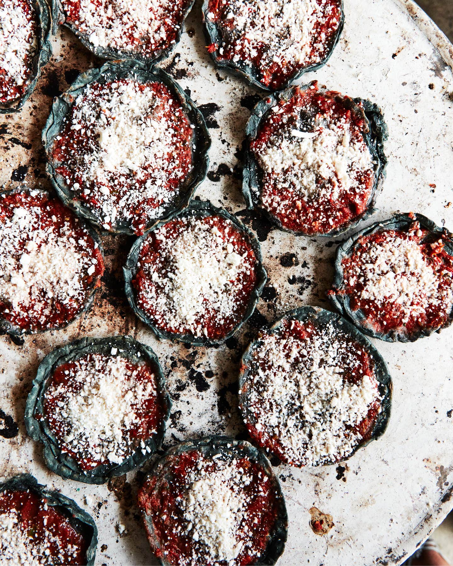 Blue Corn Pellizcadas With Salsa and Queso Fresco
