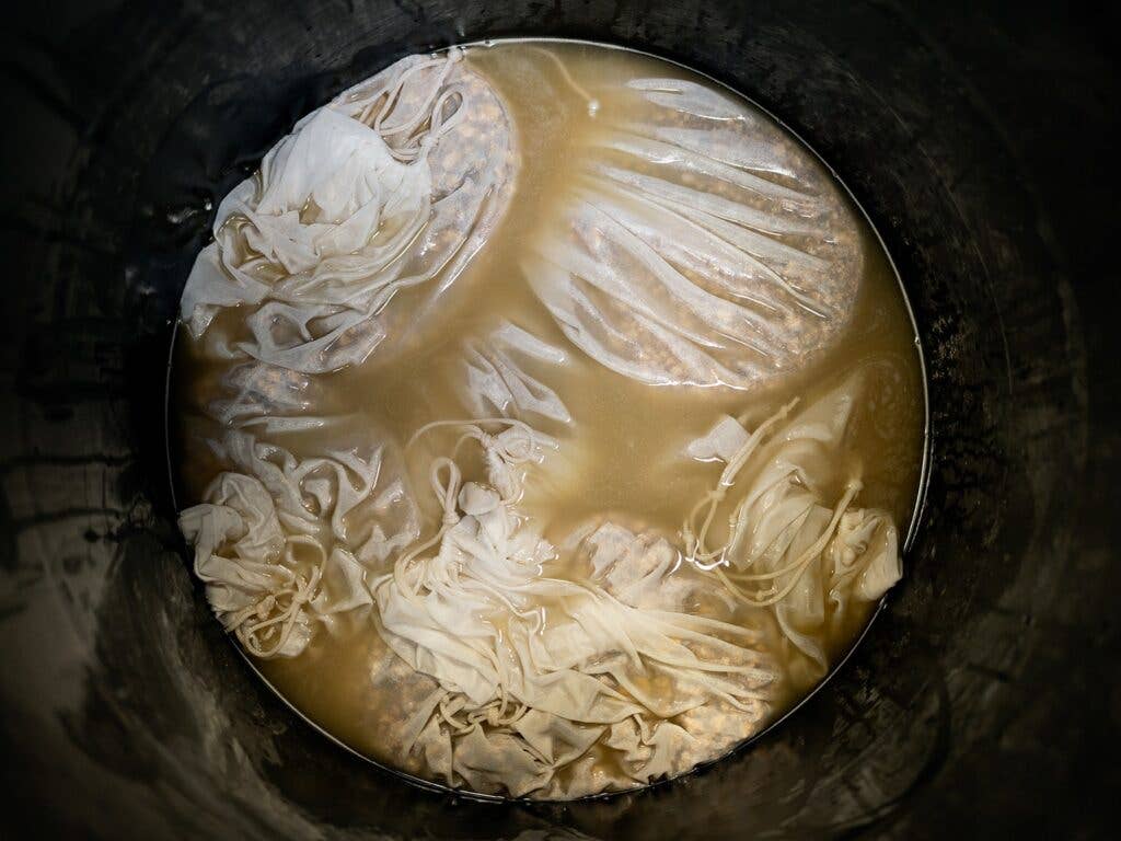 Steeping starter tea for Hana Makgeolli