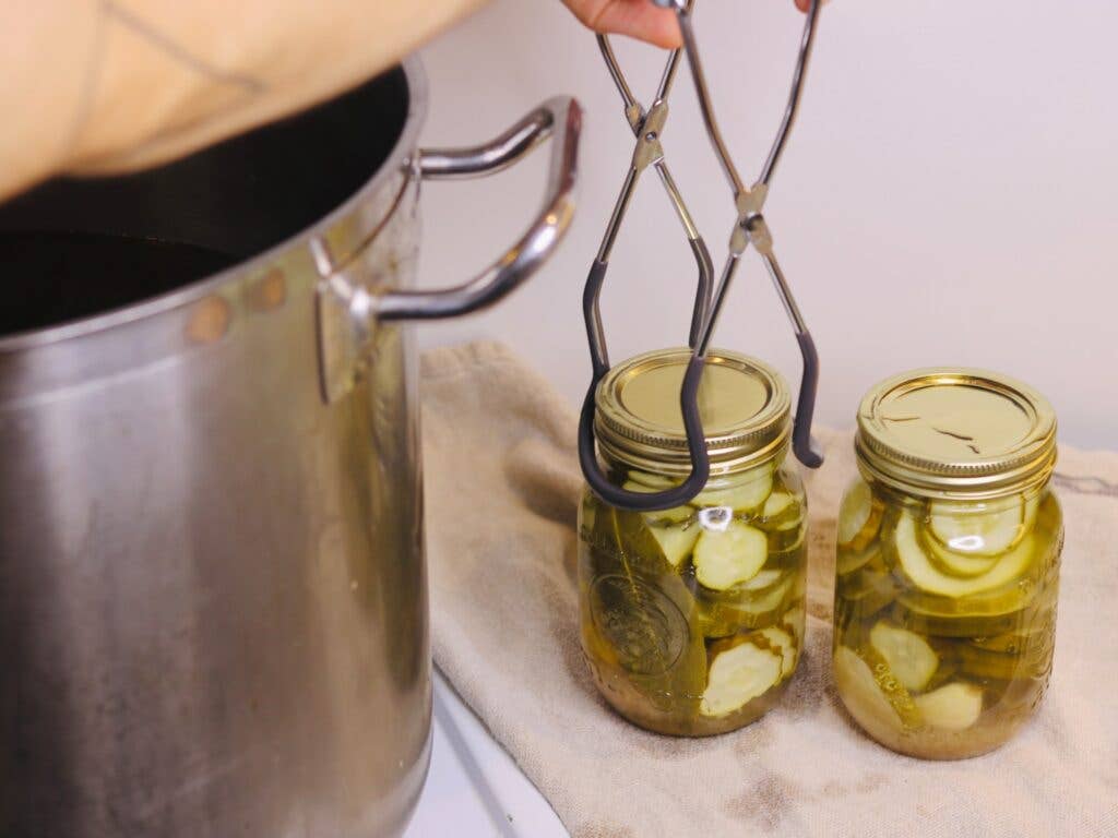 Using a Jar Lifter for Cucumber Canning
