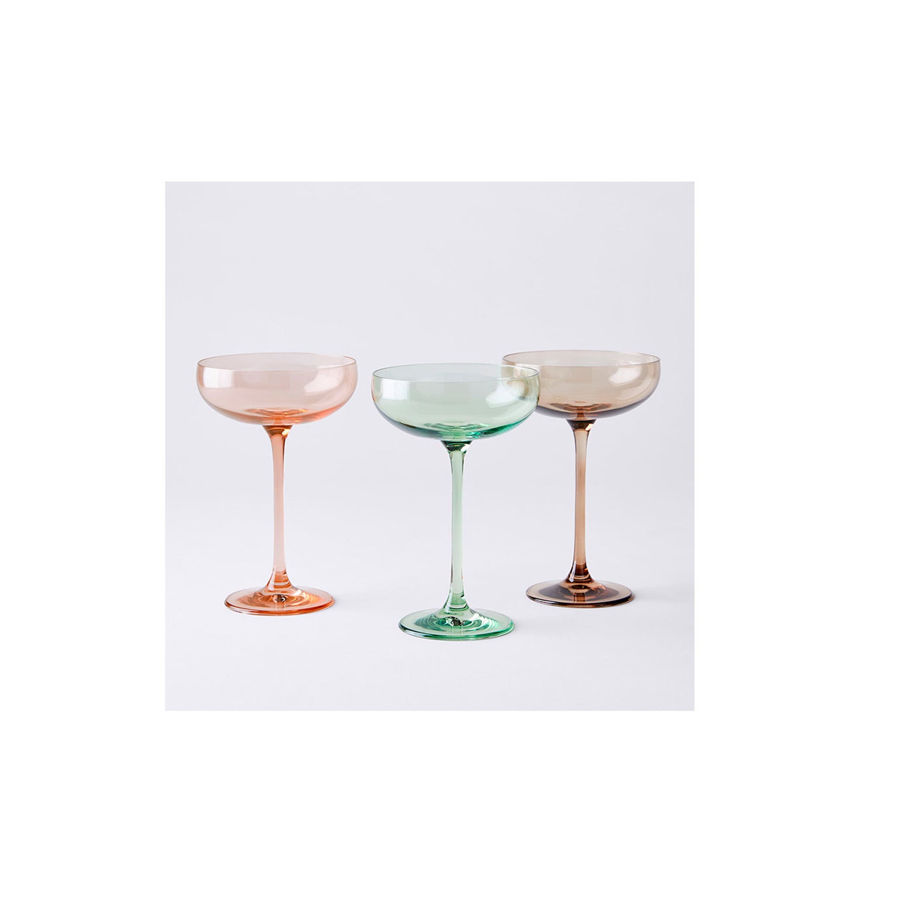 The Best Martini Glass Option: Estelle Colored Glass Handblown Cocktail Coupes