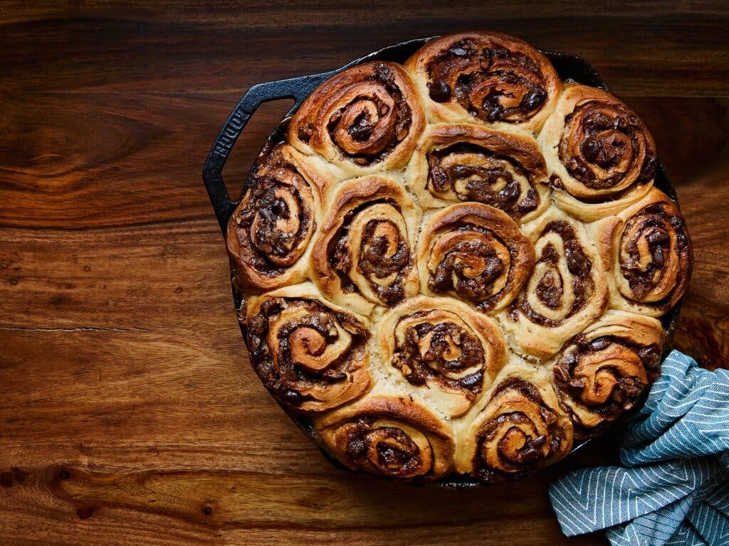 Pecan chocolate sticky buns no-oven method from Bryan Ford