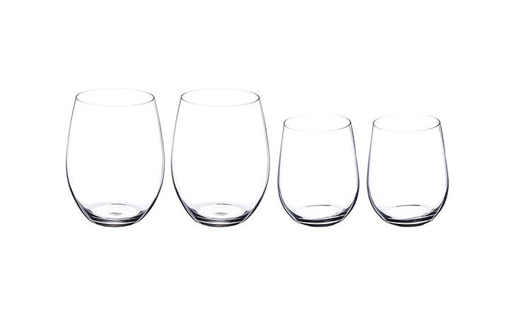 Red and White Stemless Wine Glasses